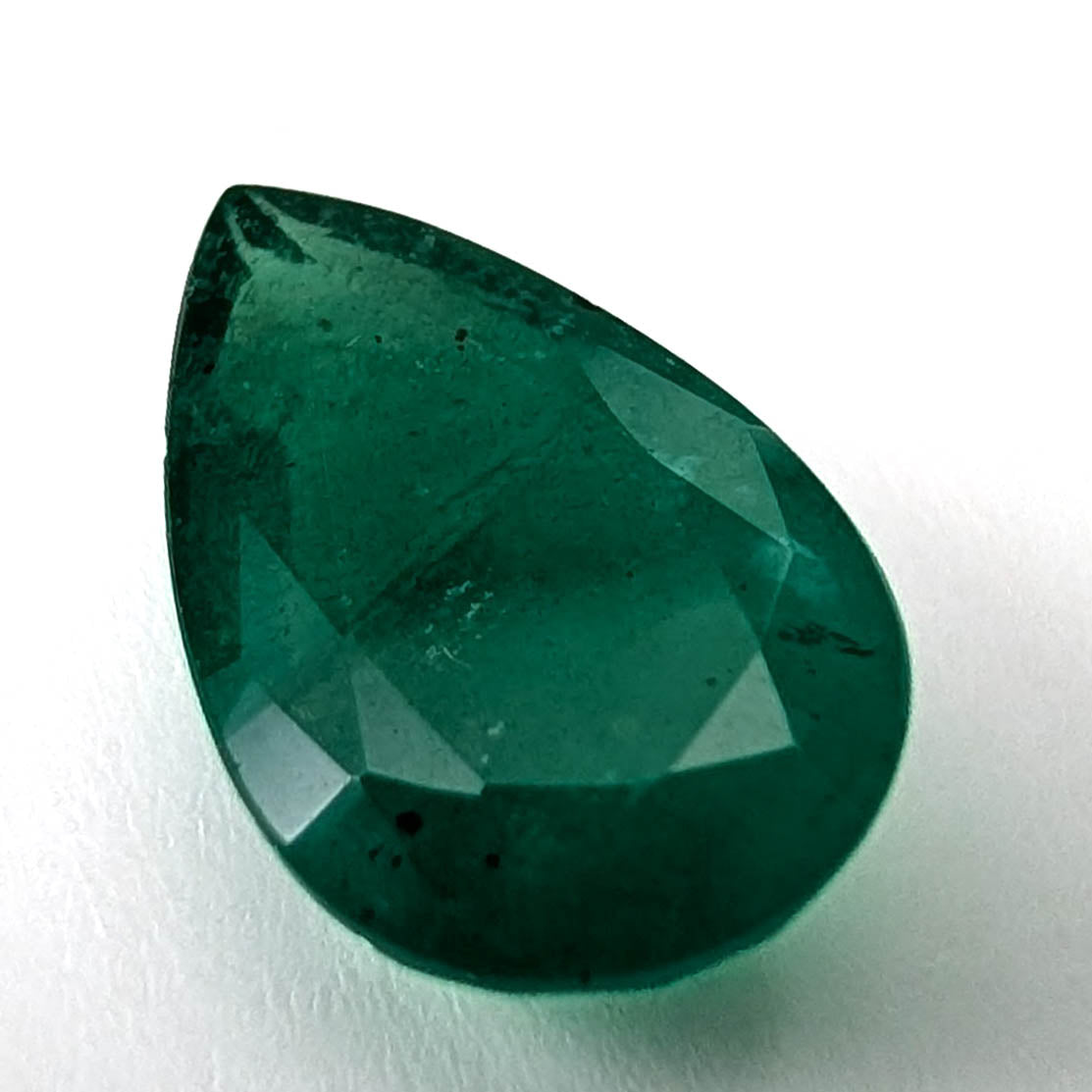 Emerald faceted pear cut gemstone, 2.57ct, alternate angle, view 12 of 15