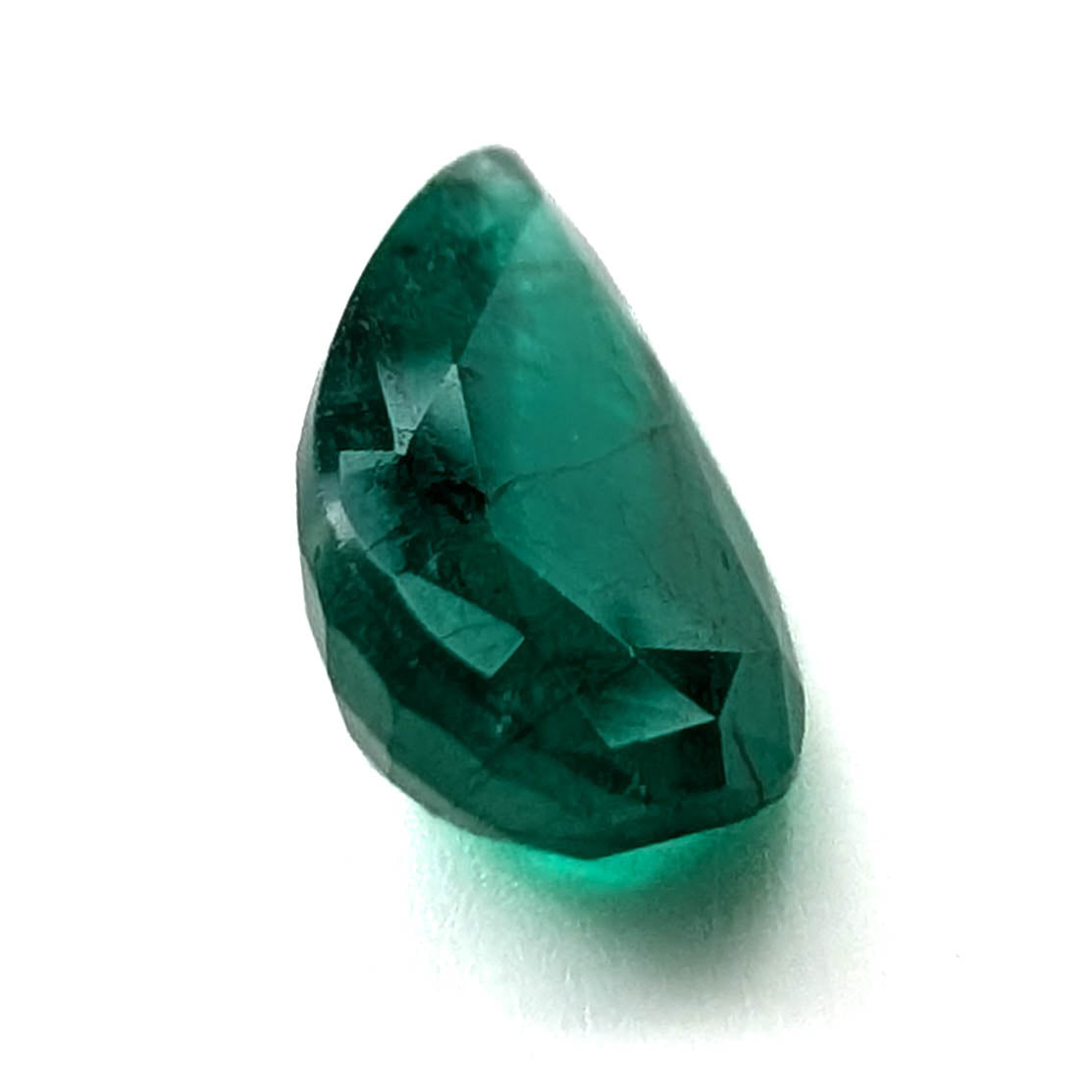 Emerald faceted pear cut gemstone, 2.62ct, alternate angle, view 8 of 9