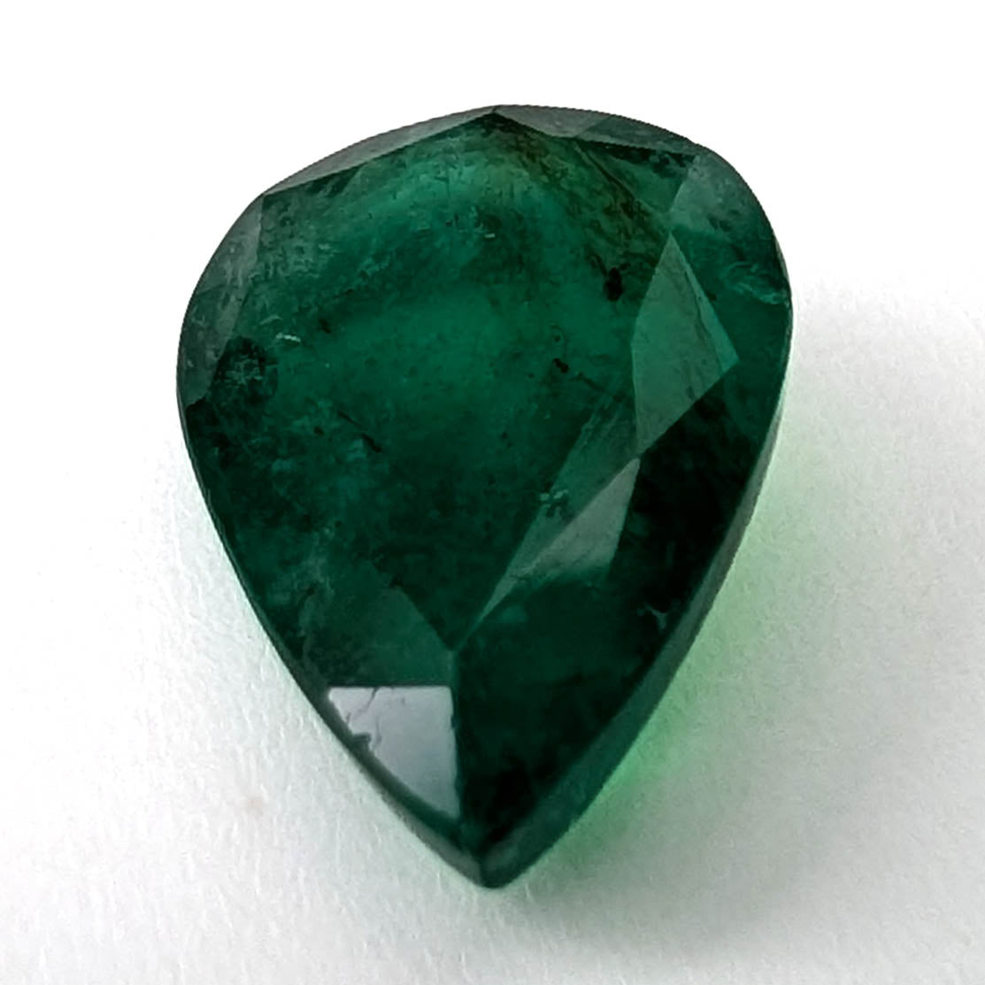 Emerald faceted pear cut gemstone, 2.80ct, alternate angle, view 5 of 13