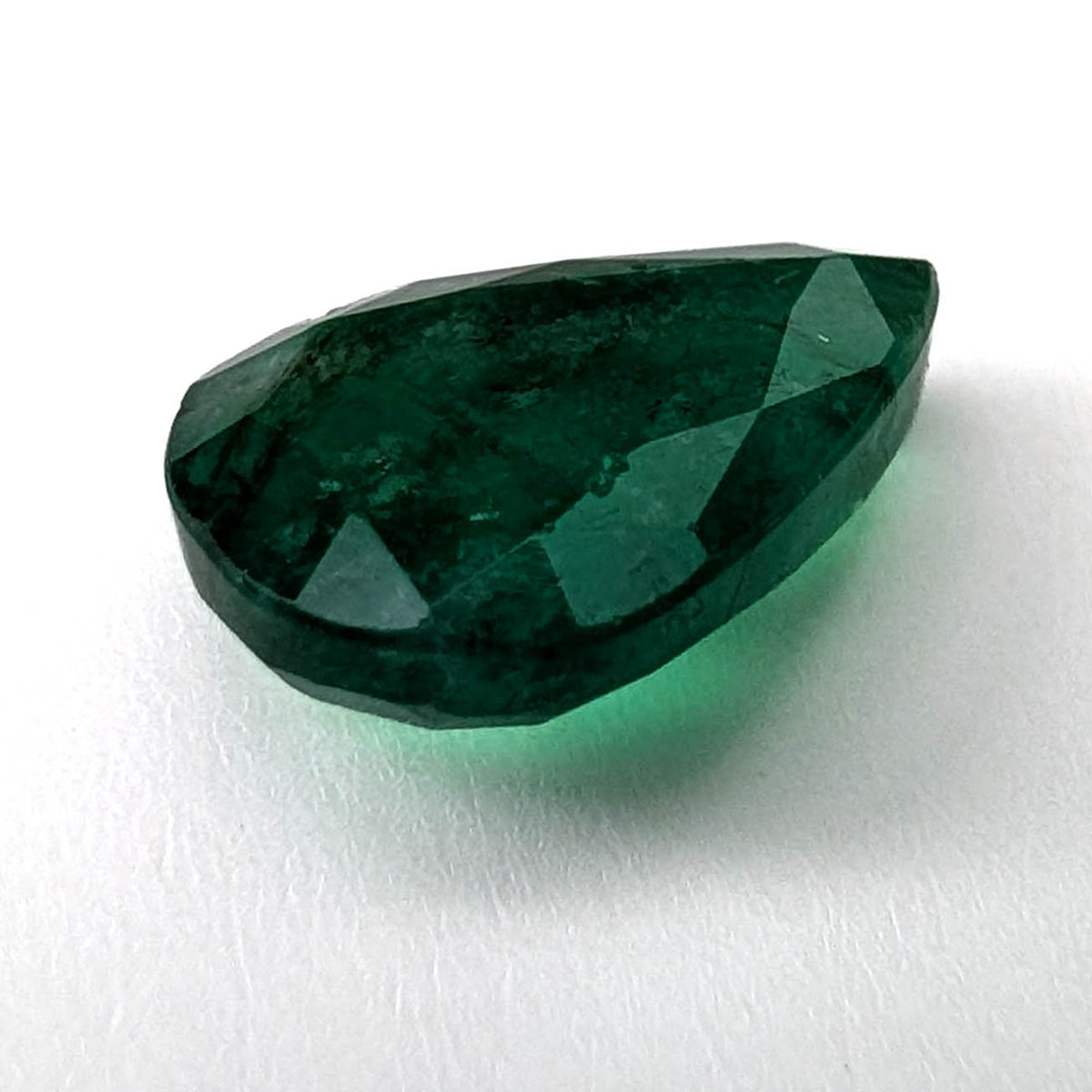 Emerald faceted pear cut gemstone, 2.80ct, alternate angle, view 9 of 13