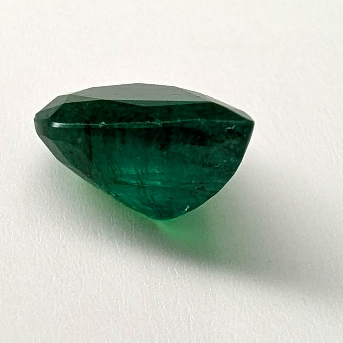 Emerald faceted pear cut gemstone, 2.82ct, alternate angle, view 8 of 12