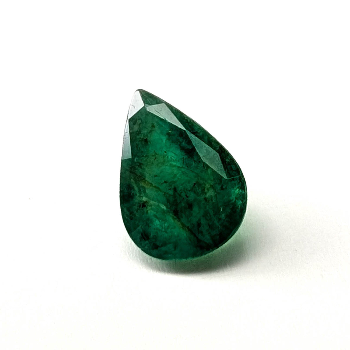 Emerald faceted pear cut gemstone, 2.82ct, alternate angle, view 11 of 12