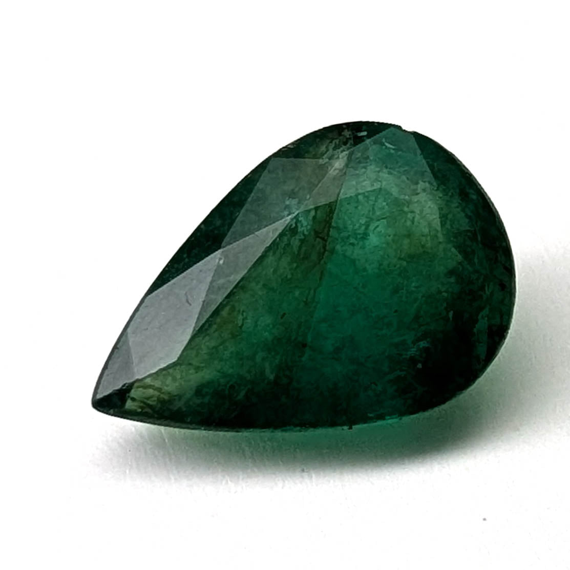 Emerald faceted pear cut gemstone, 3.50ct, main view, view 1 of 11