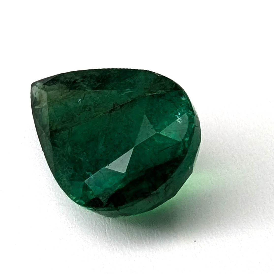 Emerald faceted pear cut gemstone, 3.50ct, alternate angle, view 3 of 11