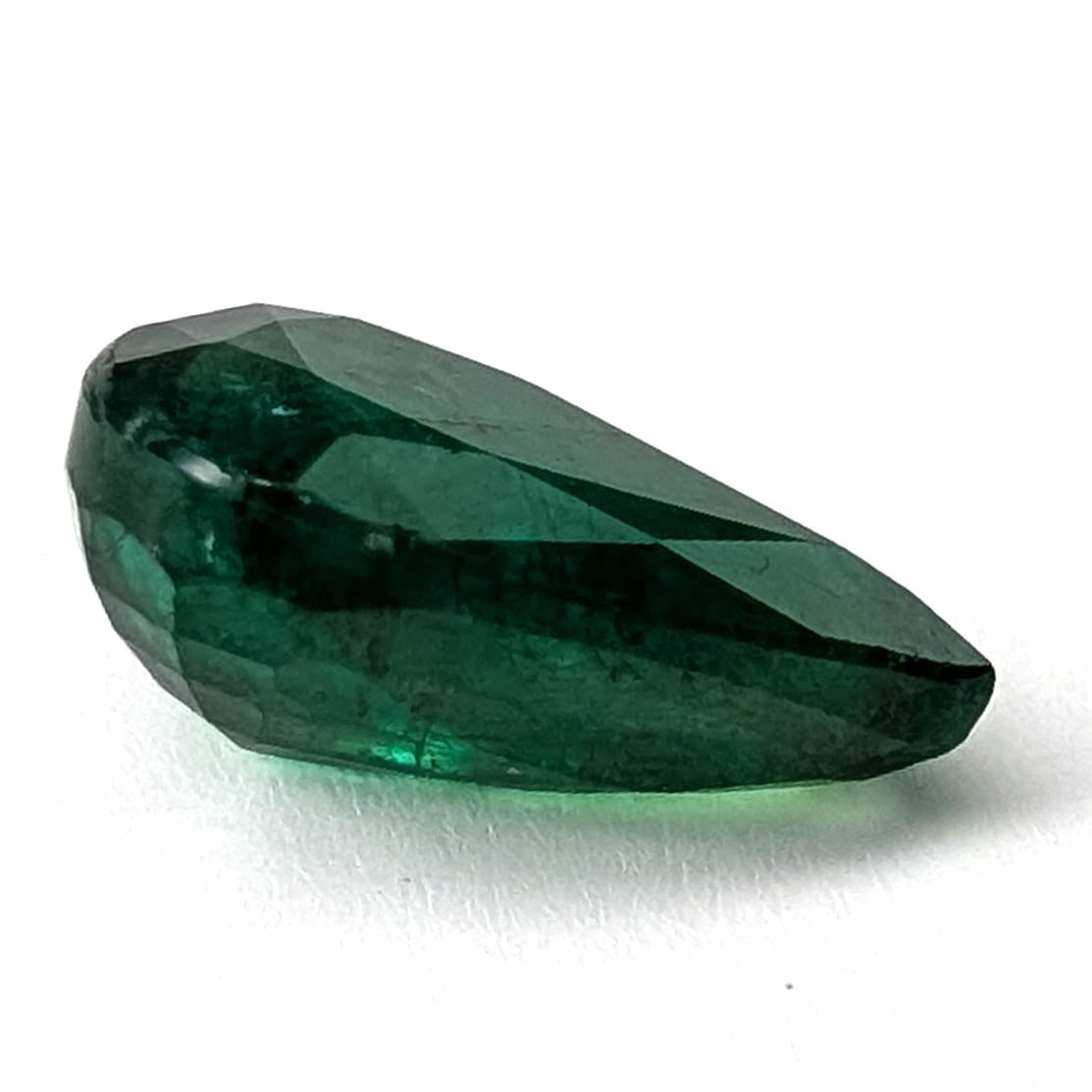 Emerald faceted pear cut gemstone, 3.50ct, alternate angle, view 5 of 11