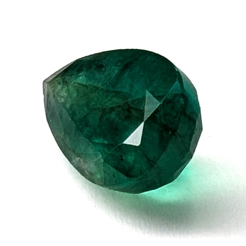 Emerald faceted pear cut gemstone, 3.92ct, alternate angle, view 4 of 12