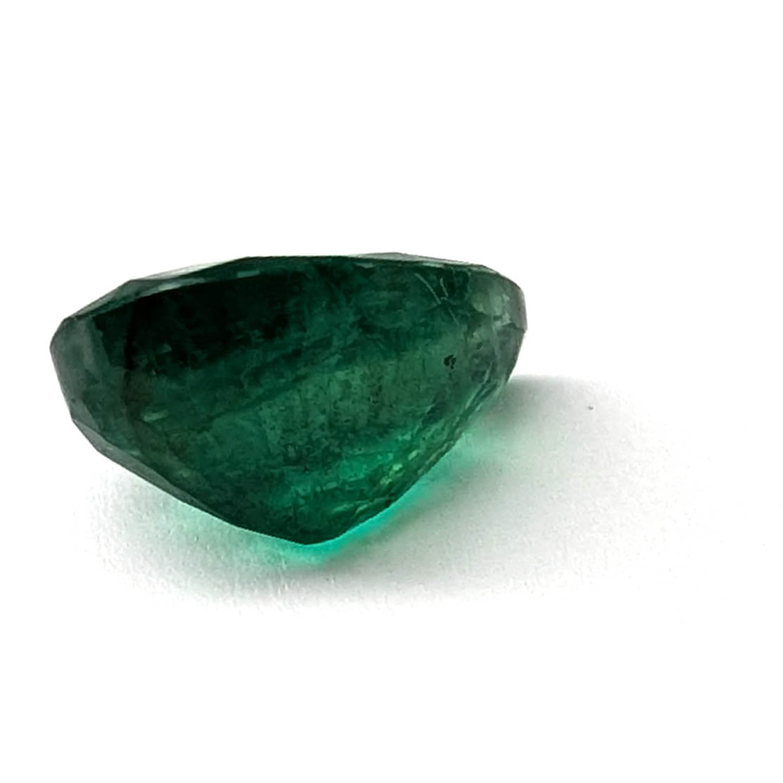 Emerald faceted pear cut gemstone, 3.92ct, alternate angle, view 6 of 12