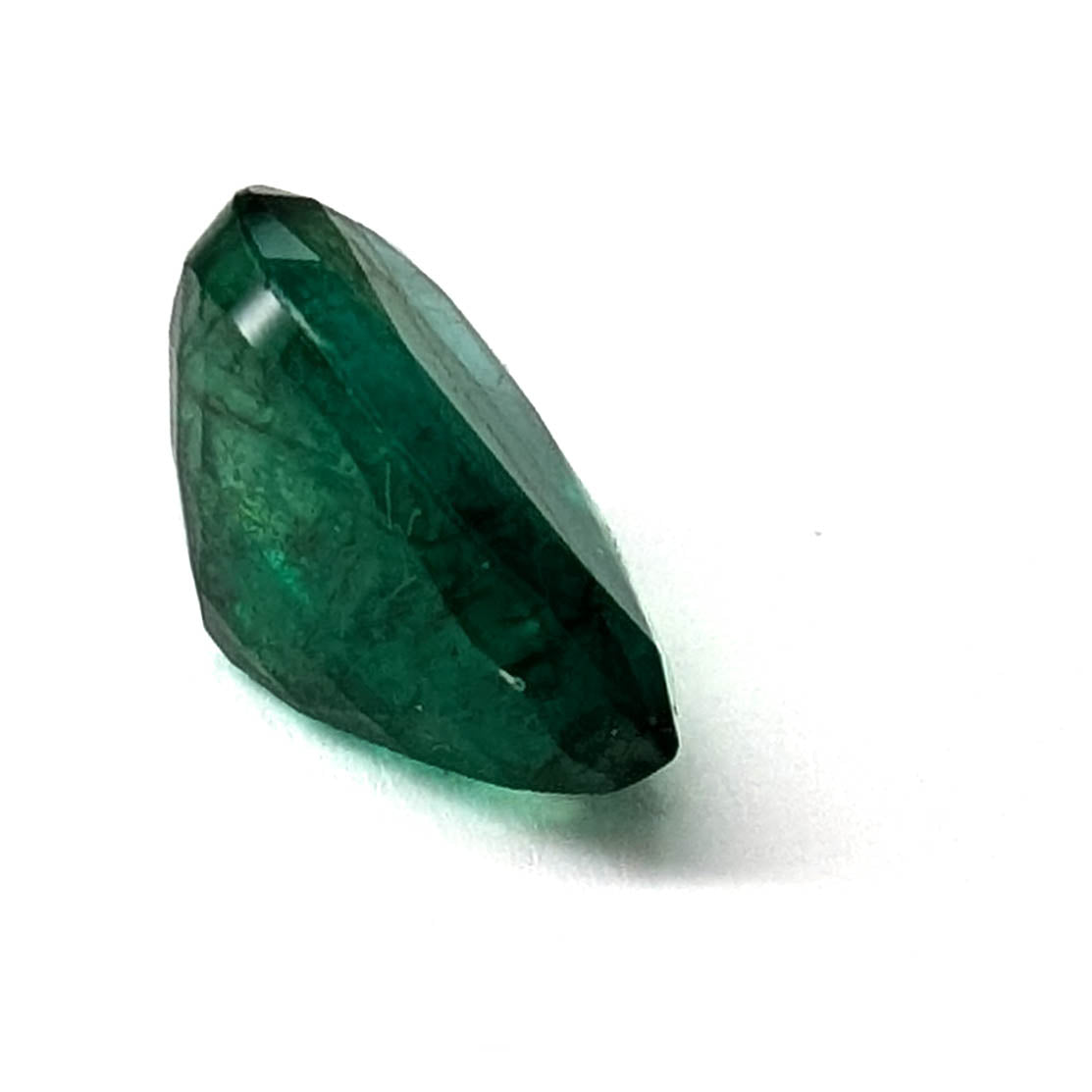 Emerald faceted pear cut gemstone, 3.92ct, alternate angle, view 7 of 12