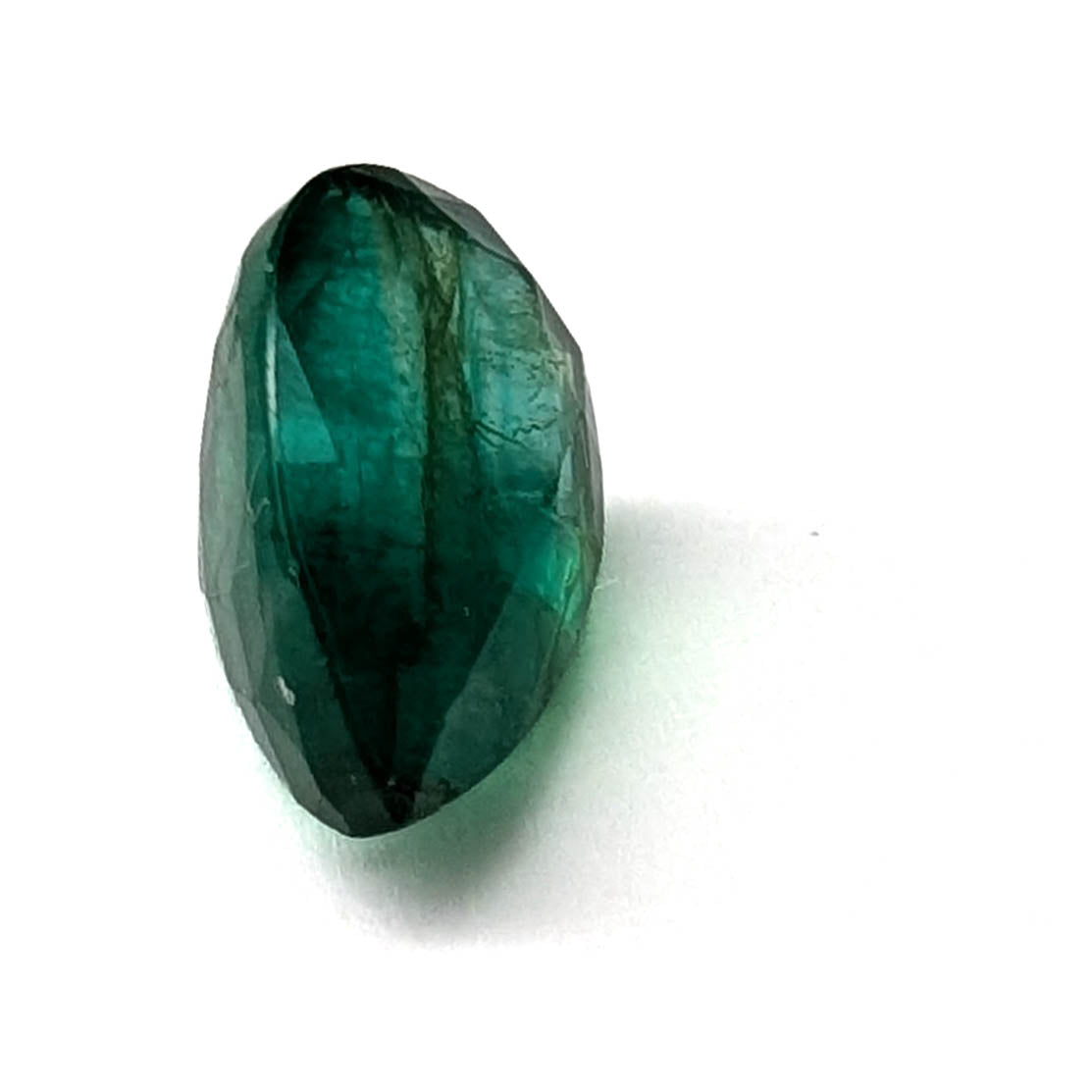 Emerald faceted pear cut gemstone, 3.92ct, alternate angle, view 8 of 12