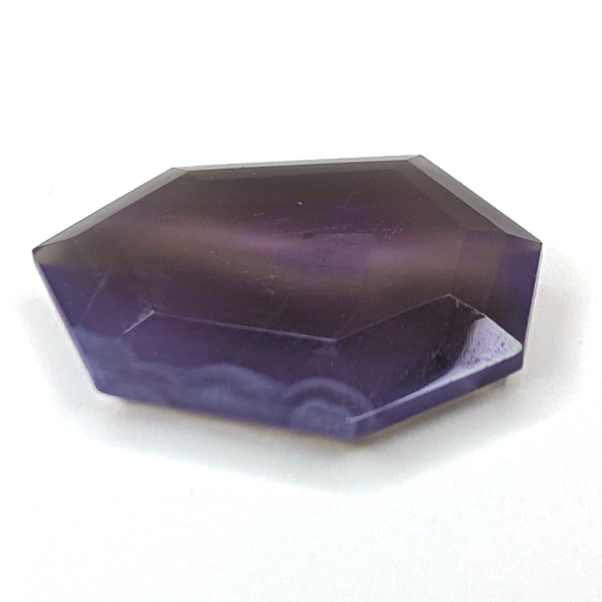 Holly Blue agate faceted freeform step tablet cut gemstone, 12.43ct, from Holley, Oregon, view 5 of 13