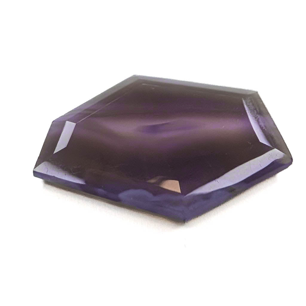 Holly Blue agate faceted freeform step tablet cut gemstone, 12.79ct, from Holley, Oregon, view 1 of 10