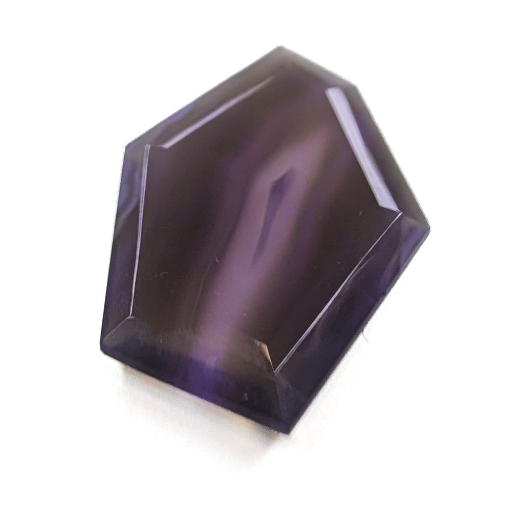 Holly Blue agate faceted freeform step tablet cut gemstone, 12.79ct, from Holley, Oregon, view 4 of 10