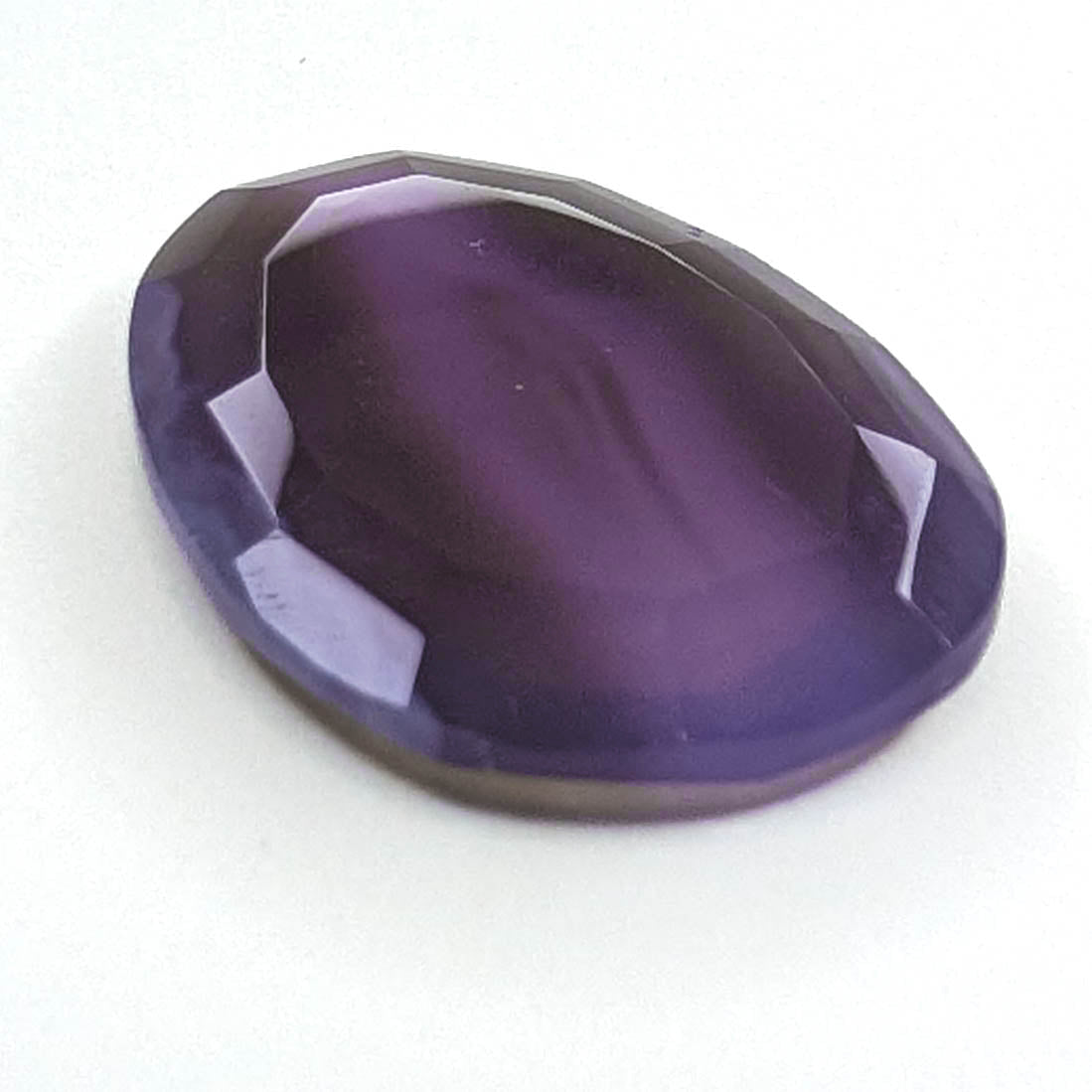 Holly Blue agate faceted egg step tablet cut gemstone, 14.08ct, from Holley, Oregon, view 1 of 9