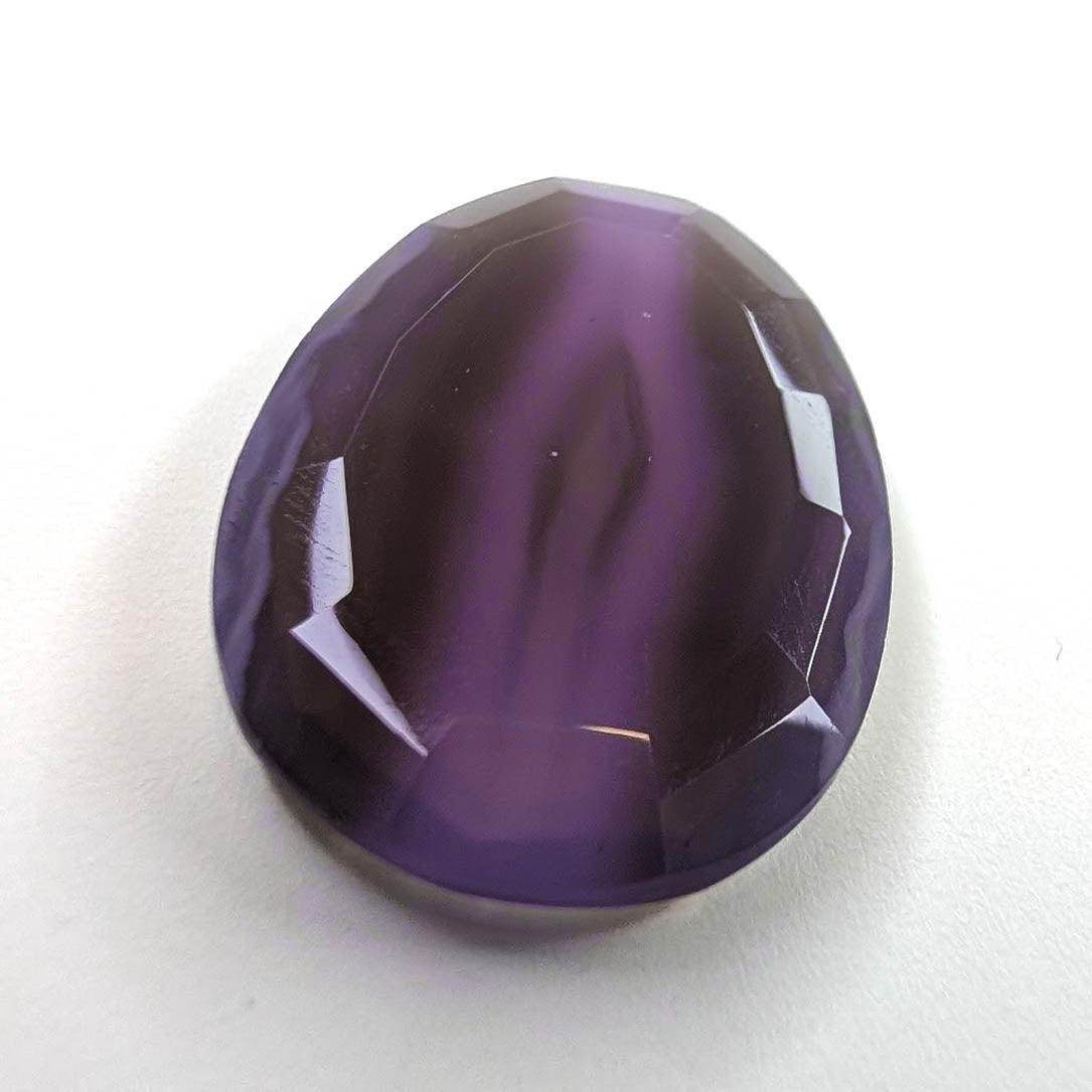 Holly Blue agate faceted egg step tablet cut gemstone, 14.08ct, from Holley, Oregon, view 3 of 9