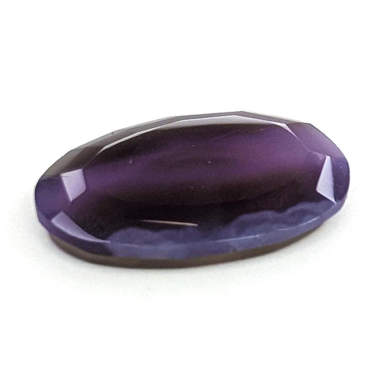 Holly Blue agate faceted egg step tablet cut gemstone, 14.08ct, from Holley, Oregon, view 5 of 9