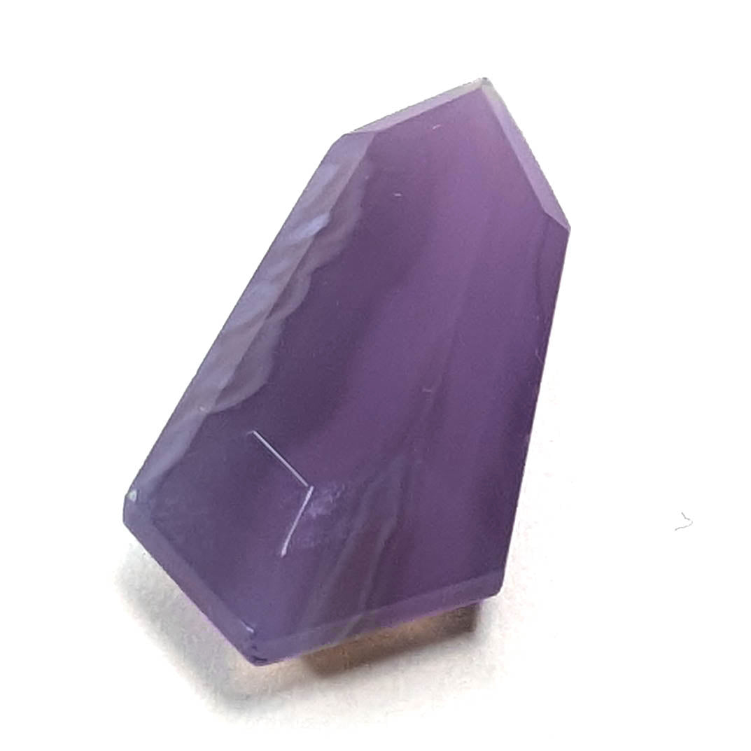 Holly Blue agate faceted freeform step tablet cut gemstone, 6.18ct, from Holley, Oregon, view 1 of 8