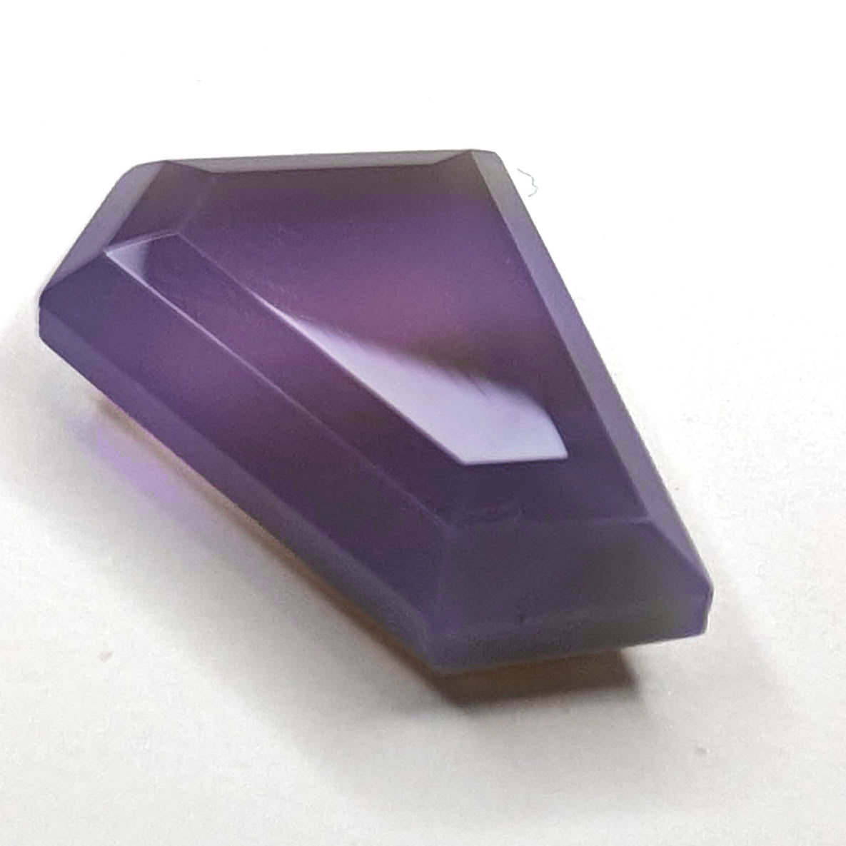Holly Blue agate faceted freeform step tablet cut gemstone, 7.35ct, from Holley, Oregon, view 1 of 10