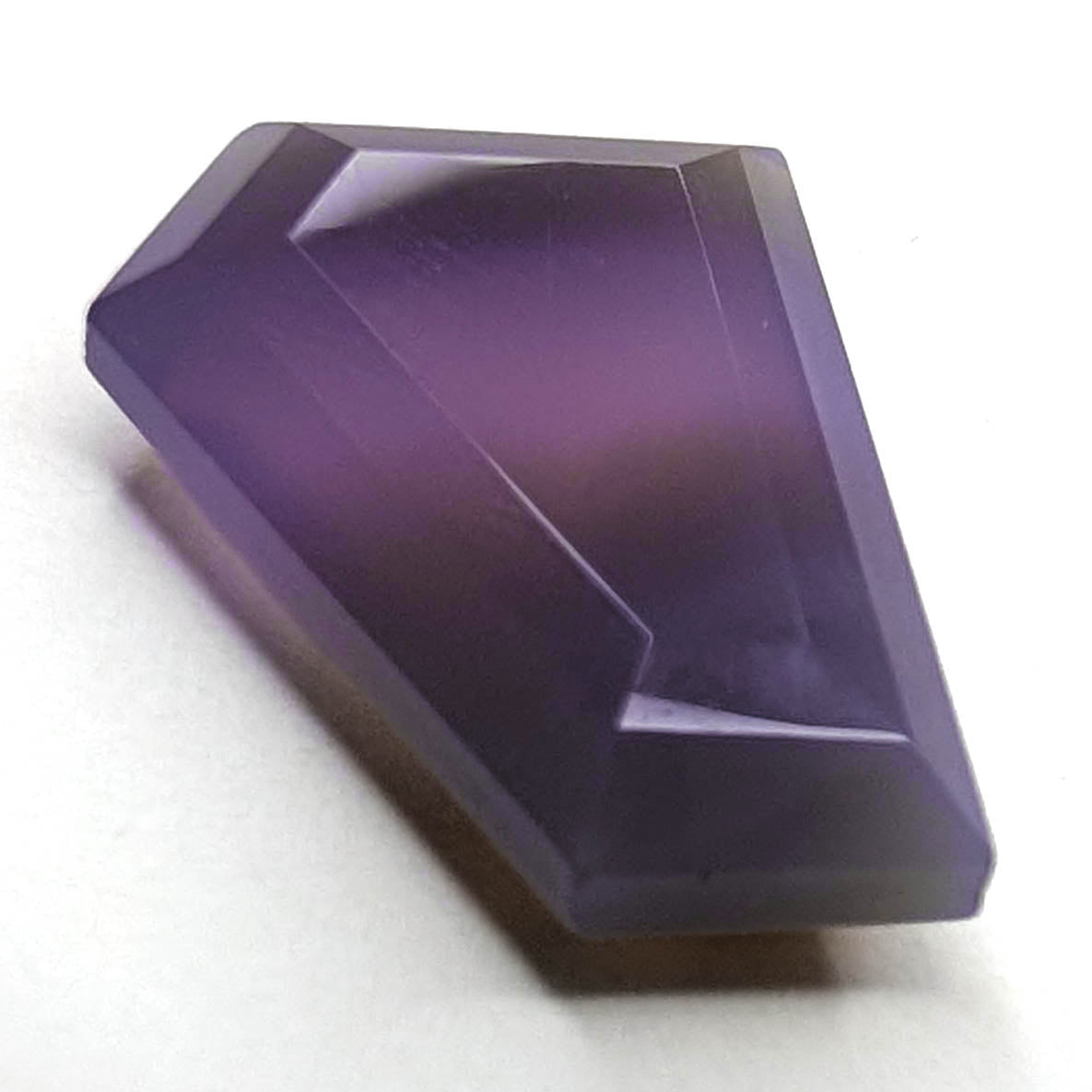 Holly Blue agate faceted freeform step tablet cut gemstone, 7.35ct, from Holley, Oregon, view 6 of 10