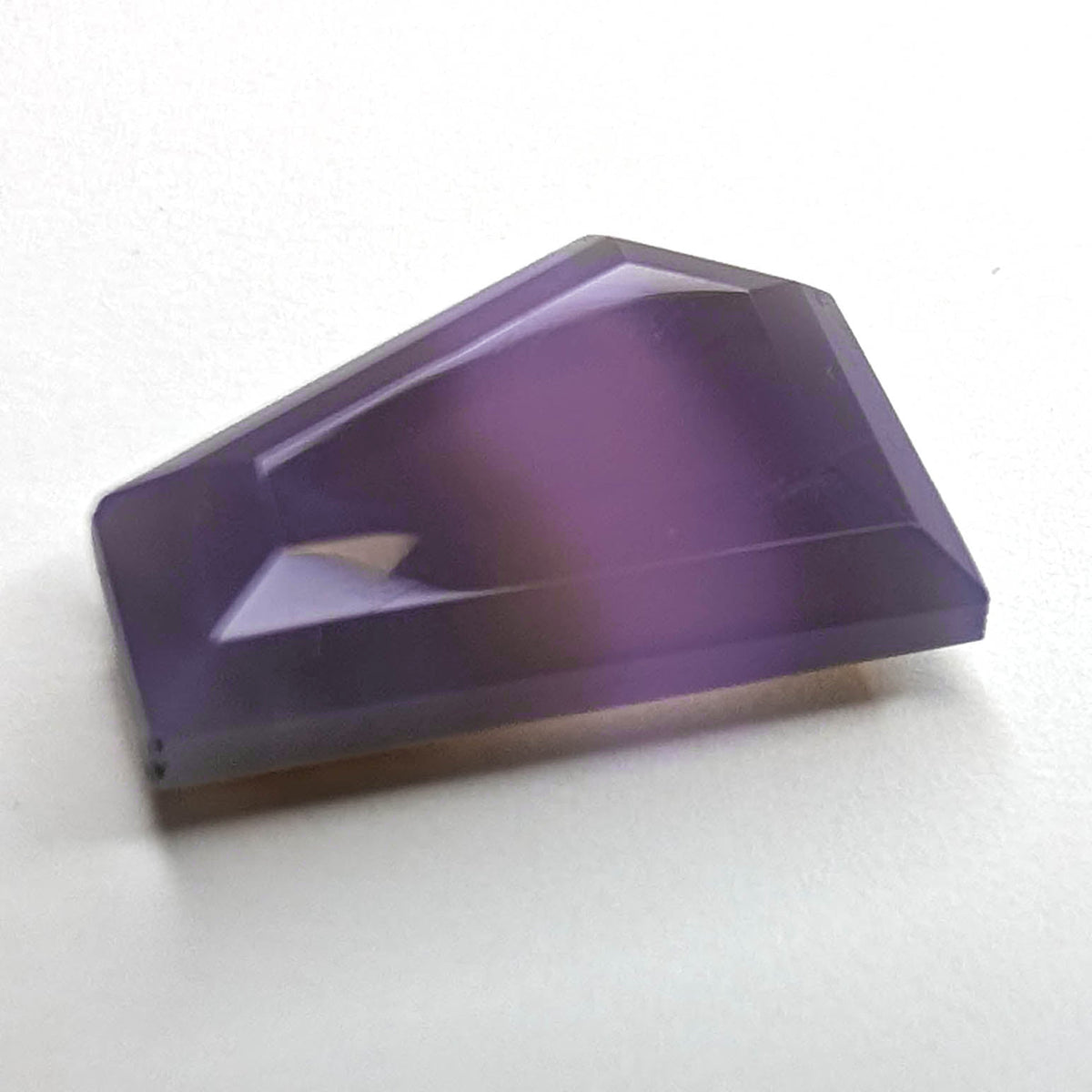 Holly Blue agate faceted freeform step tablet cut gemstone, 7.35ct, from Holley, Oregon, view 7 of 10