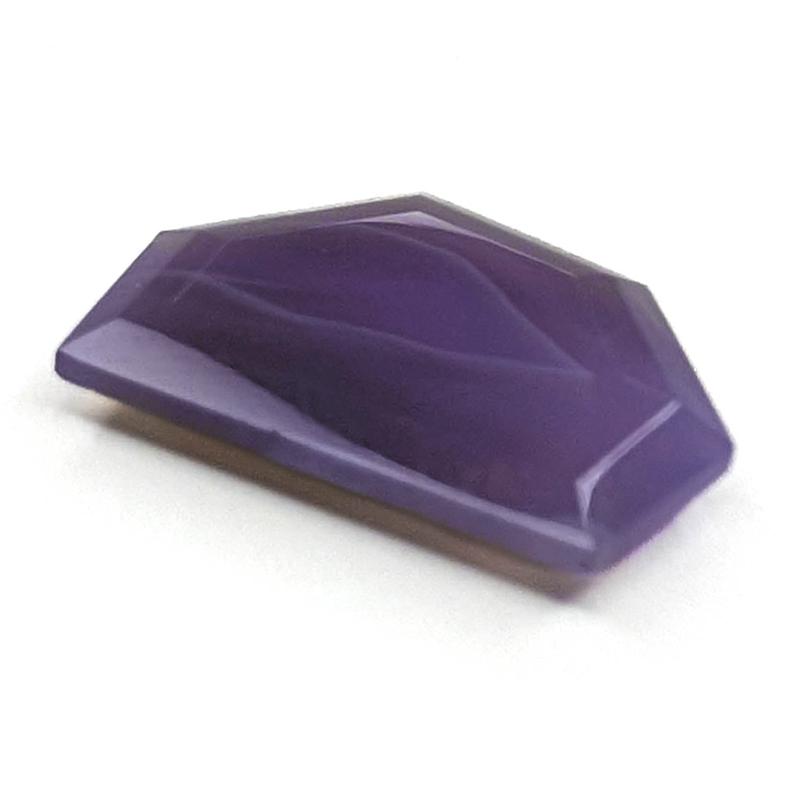 Holly Blue agate faceted freeform step tablet cut gemstone, 8.49ct, from Holley, Oregon, view 1 of 11