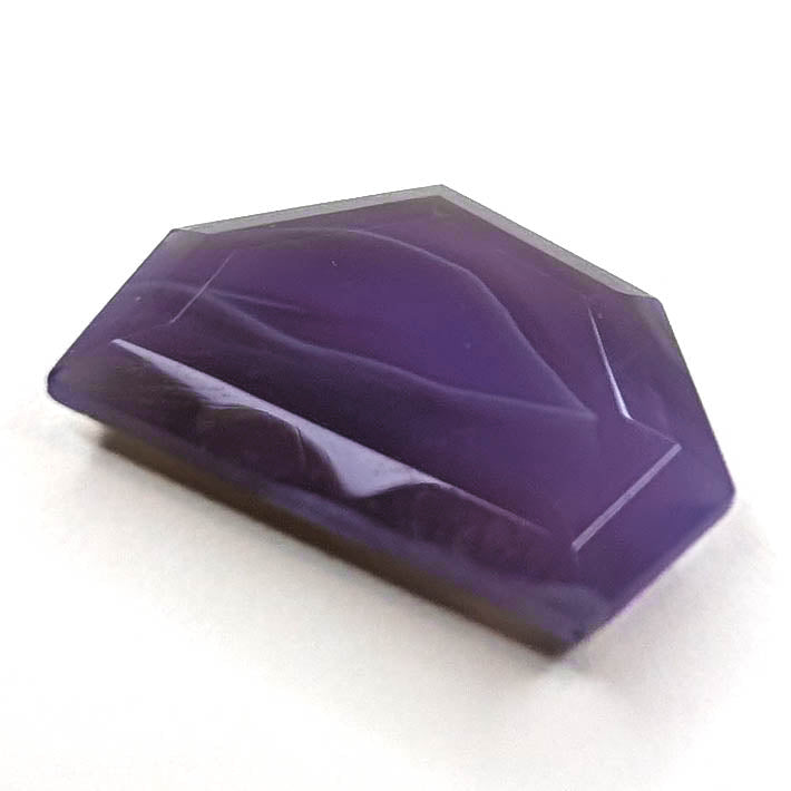 Holly Blue agate faceted freeform step tablet cut gemstone, 8.49ct, from Holley, Oregon, view 4 of 11