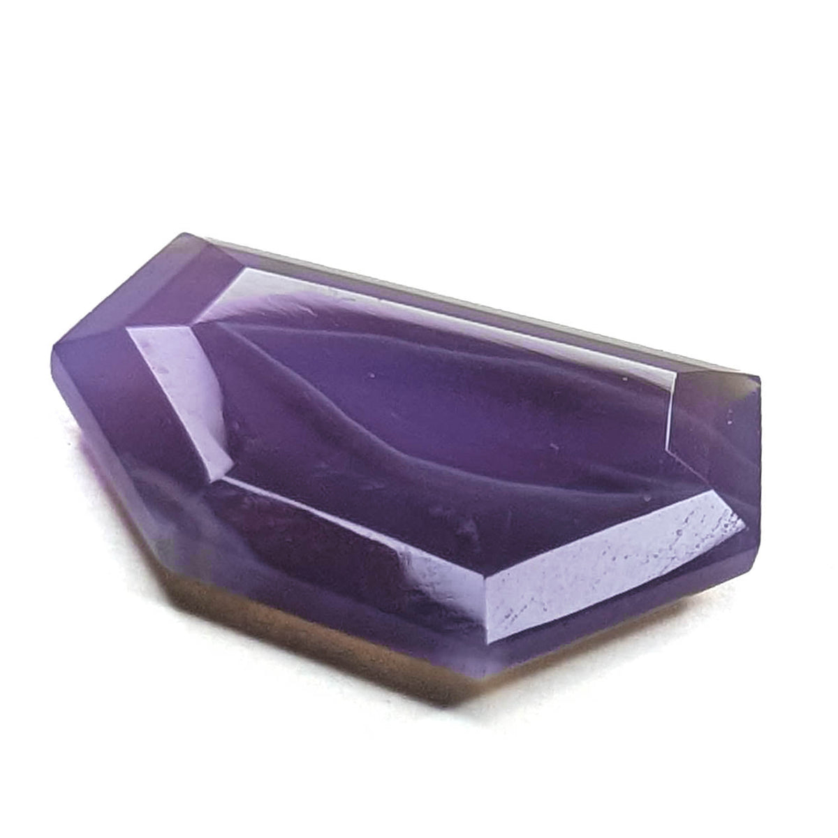 Holly Blue agate faceted freeform step tablet cut gemstone, 8.49ct, from Holley, Oregon, view 6 of 11