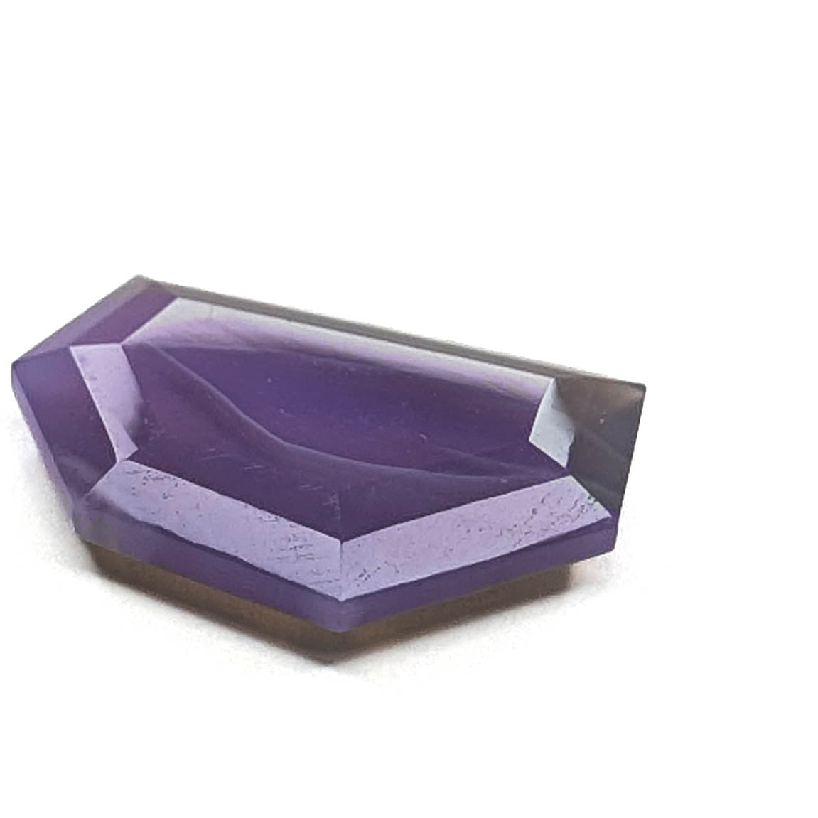 Holly Blue agate faceted freeform step tablet cut gemstone, 8.49ct, from Holley, Oregon, view 8 of 11