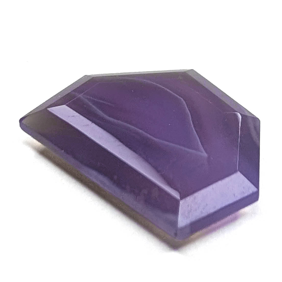 Holly Blue agate faceted freeform step tablet cut gemstone, 8.49ct, from Holley, Oregon, view 9 of 11