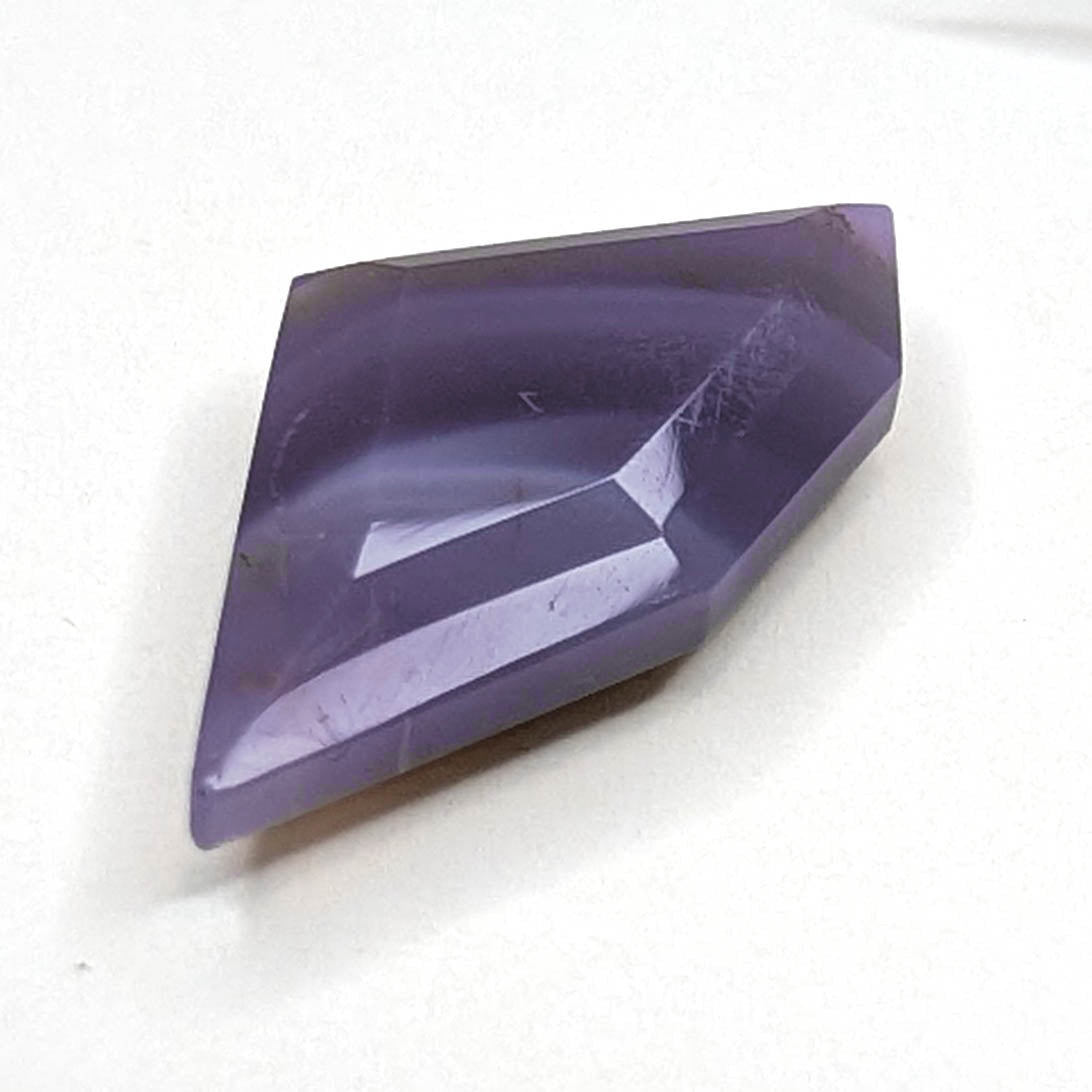 Holly Blue agate faceted freeform step tablet cut gemstone, 8.92ct, from Holley, Oregon, view 3 of 9