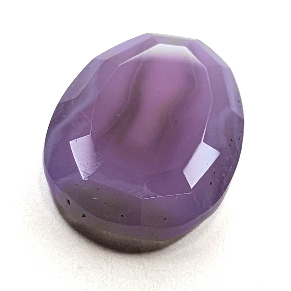Holly Blue agate faceted egg step tablet cut gemstone, 6.32ct, from Holley, Oregon, view 1 of 10