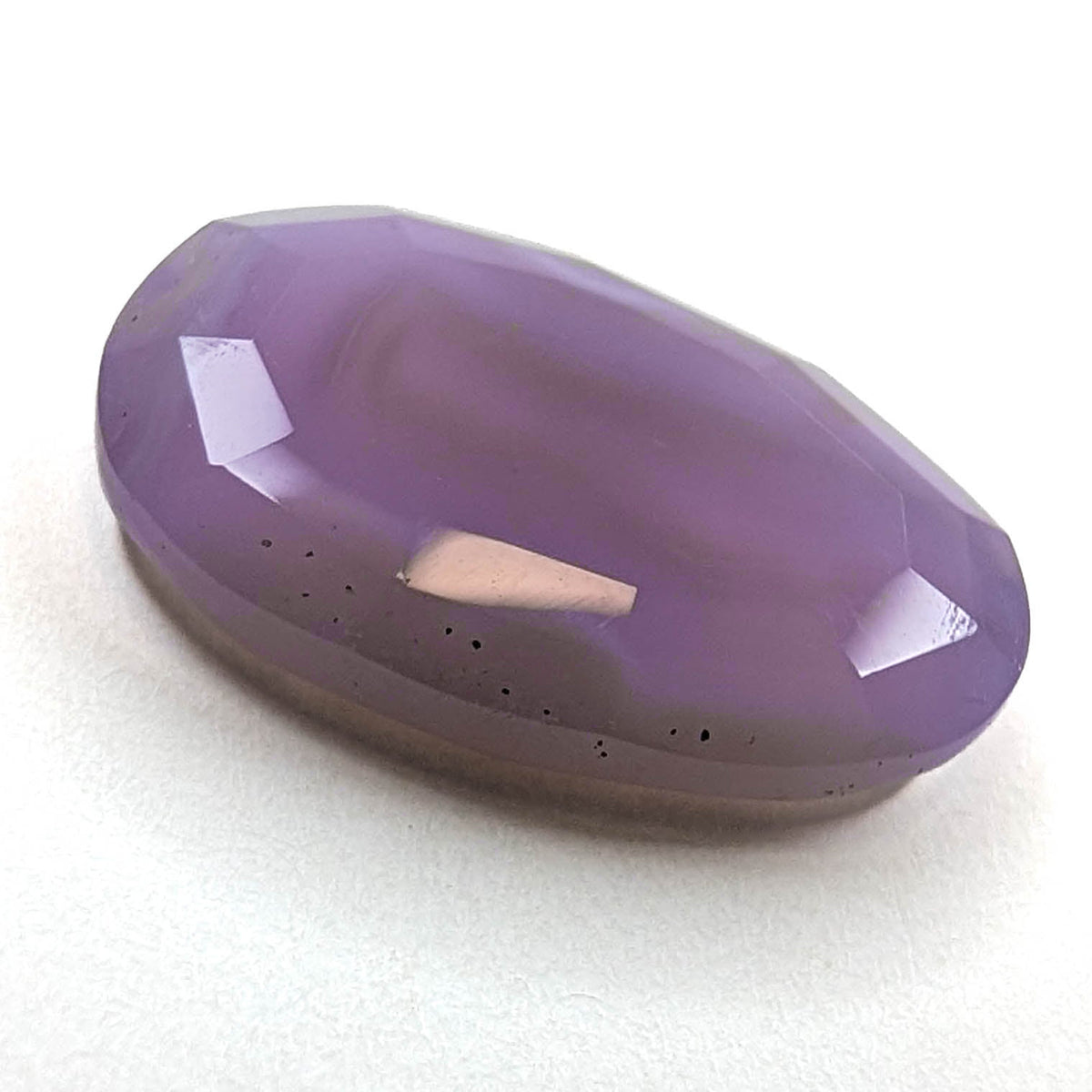 Holly Blue agate faceted egg step tablet cut gemstone, 6.32ct, from Holley, Oregon, view 4 of 10