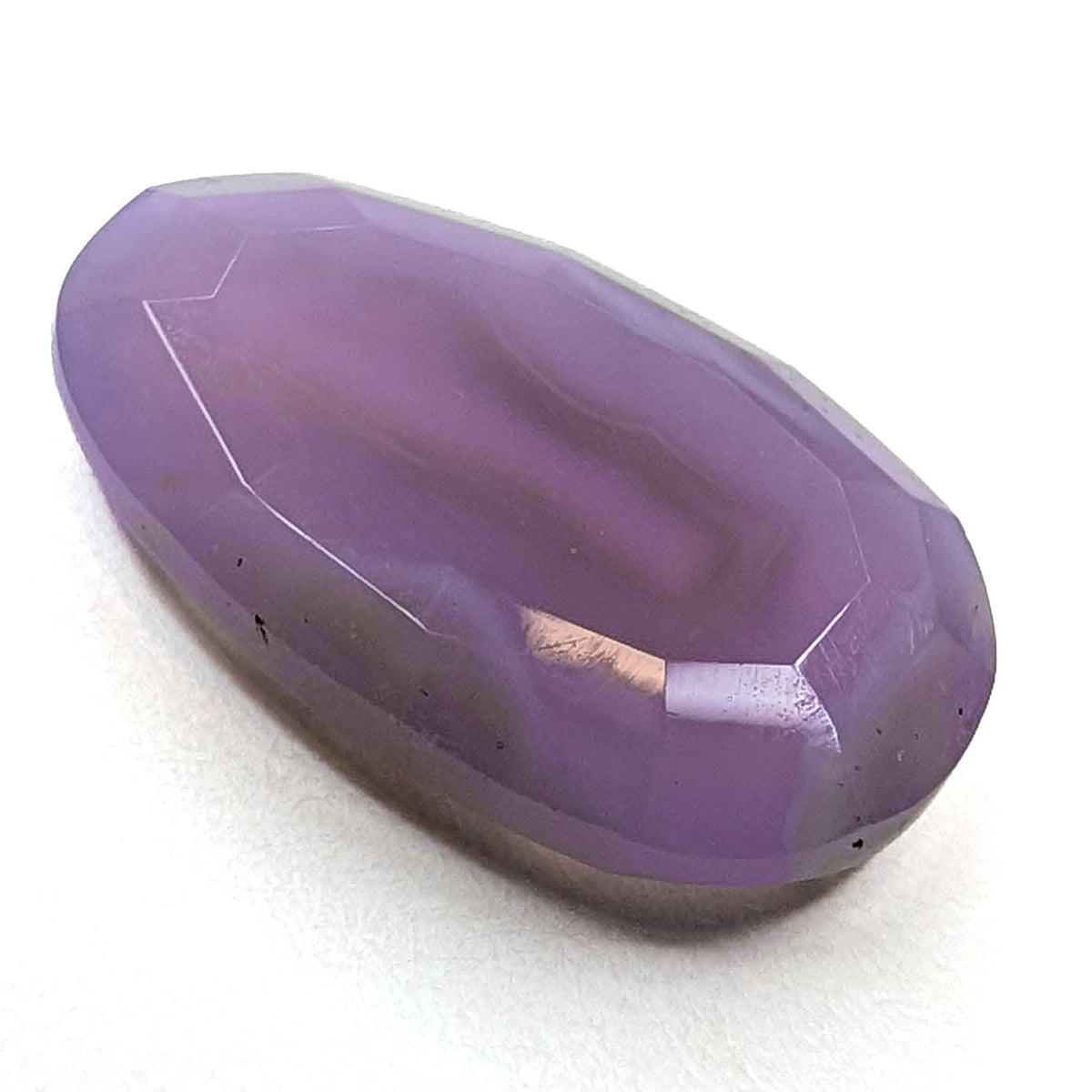 Holly Blue agate faceted egg step tablet cut gemstone, 6.32ct, from Holley, Oregon, view 6 of 10