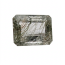 Actinolite quartz faceted emerald gemstone, 9.13ct, from Mount Breakenridge, Harrison Lake, BC, Canada, on a white background, view 1 of 11