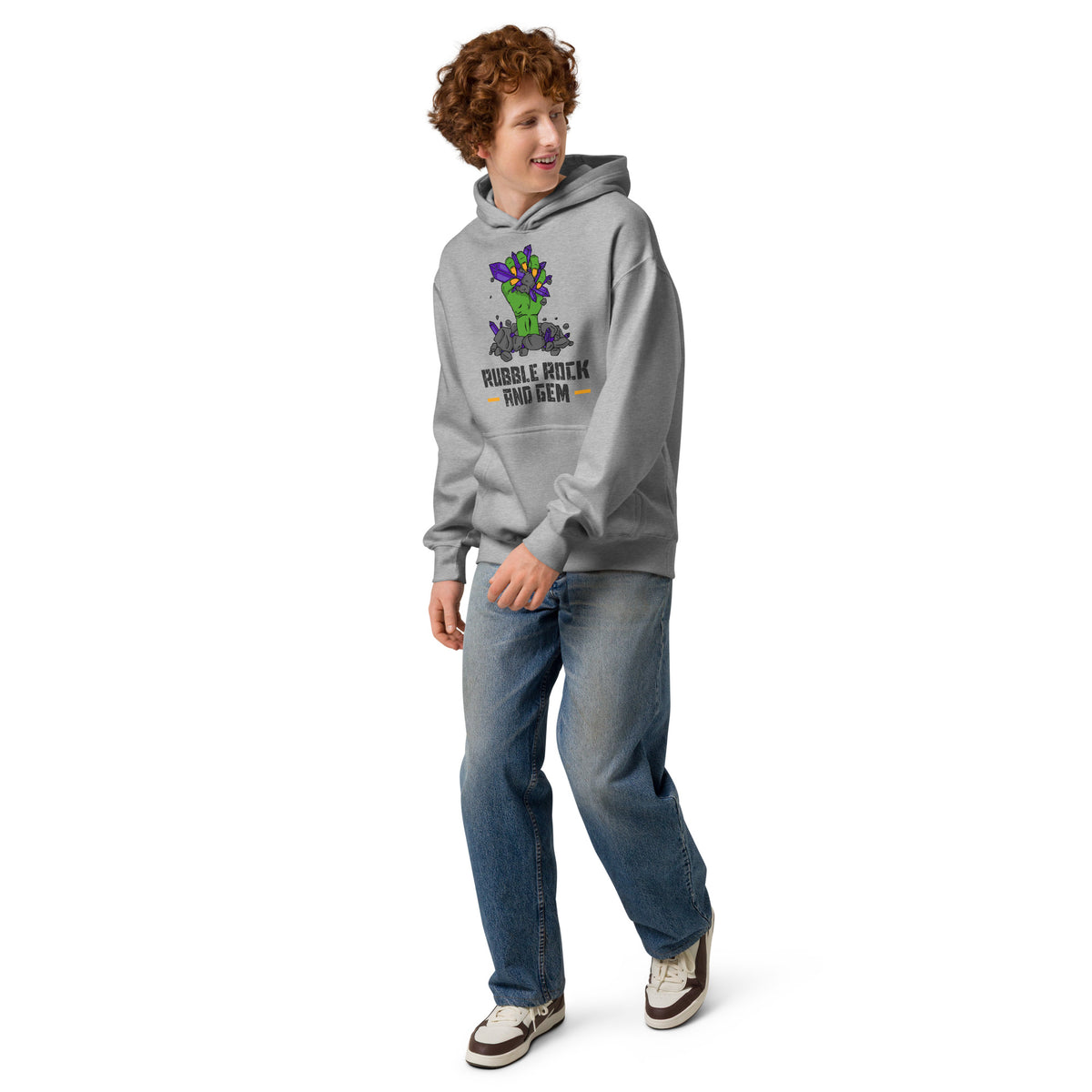 Men’s box hoodie with the classic logo.
