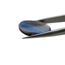 Solid Australian opal cabochon freeform gemstone, 5.06ct, from Queensland, Australia, held in tweezers, view 8 of 8