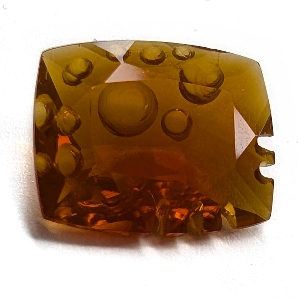 Oregon fire opal faceted cushion fantasy cut gemstone, 4.06ct, view 8 of 11