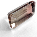 Oregon Sunstone faceted emerald cut gemstone, 2.39ct, from Plush, Oregon, on a white background, view 10 of 11