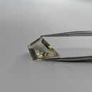 Oregon Sunstone faceted kite step cut gemstone, 3.44ct, from Plush, Oregon, held in tweezers, view 2 of 15