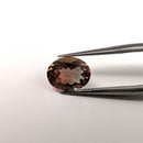 Oregon Sunstone faceted oval cut gemstone, 1.81ct, from Plush, Oregon, held in tweezers, view 2 of 11