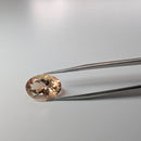 Oregon Sunstone faceted oval cut gemstone, 5.57ct, from Plush, Oregon, held in tweezers, view 2 of 11