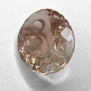 Oregon Sunstone faceted oval fantasy cut gemstone, 2.20ct, from Plush, Oregon, on a white background, view 6 of 11