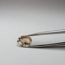 Oregon Sunstone faceted oval fantasy cut gemstone, 4.31ct, from Plush, Oregon, held in tweezers, view 3 of 10