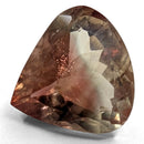 Oregon Sunstone faceted pear cut gemstone, 5.21ct, from Plush, Oregon, on a white background, view 12 of 12