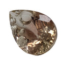Oregon Sunstone faceted pear fantasy cut gemstone, 3.76ct, from Plush, Oregon, on a white background, view 5 of 11