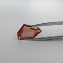 Oregon Sunstone faceted freeform step cut gemstone, 6.70ct, from Plush, Oregon, held in tweezers, view 2 of 10