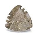 Oregon Sunstone faceted trillion fantasy cut gemstone, 2.50ct, from Plush, Oregon, on a white background, view 5 of 10