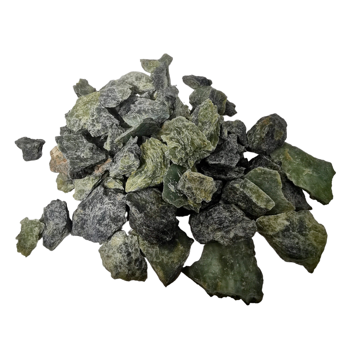Serpentine specimen from Gold Bridge, BC – pile of pieces