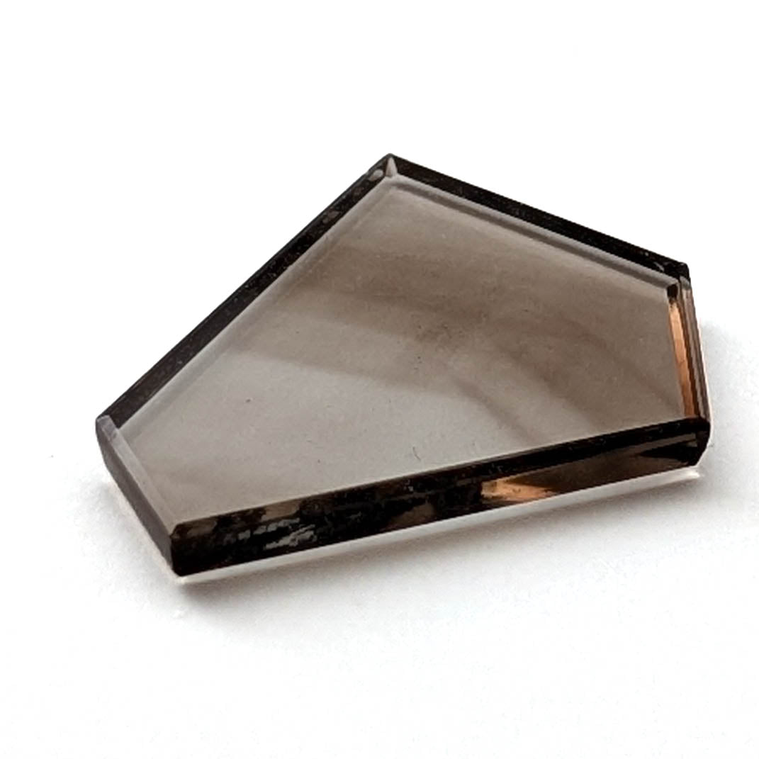 Smoky Quartz faceted freeform flatback step cut gemstone, 4.32ct, from Minas Gerais, Brazil, view 3 of 7