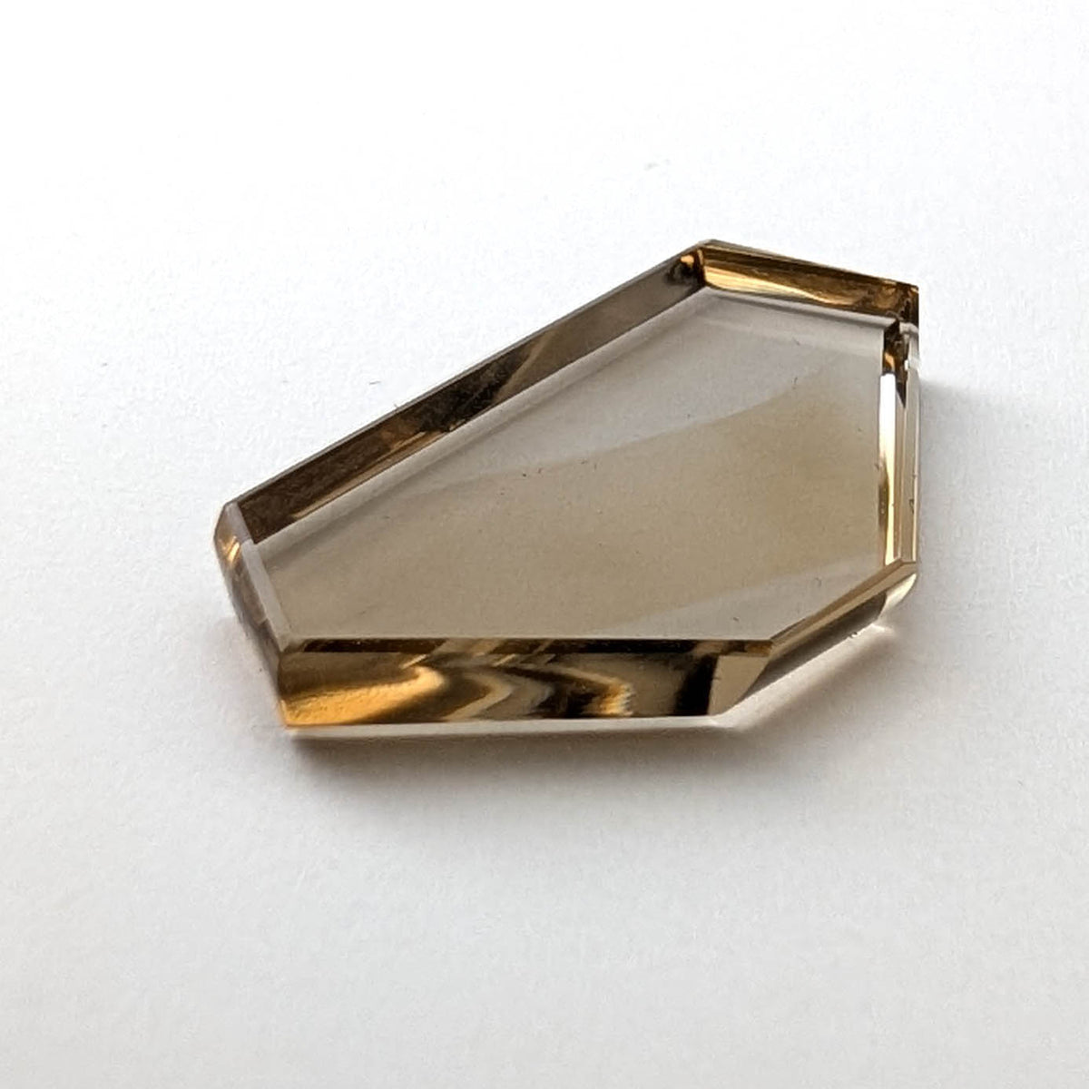 Smoky Quartz faceted freeform flatback step cut gemstone, 5.35ct, view 1 of 8