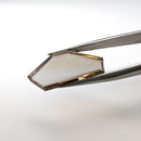 Smoky Quartz faceted freeform flatback step cut gemstone, 5.35ct, held in tweezers, view 6 of 8